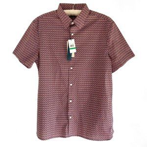 NWT-Perry Ellis Stretch Men's Button-Down Short-Sleeve Shirt Mens L